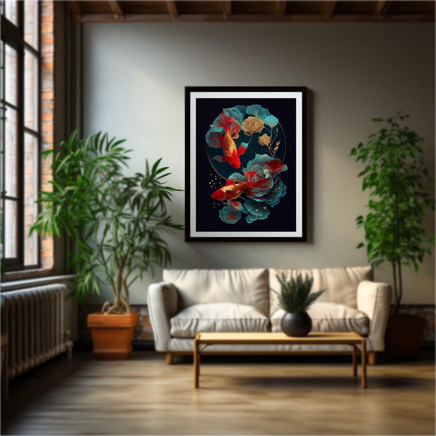 金魚滿棠圖 40x30cm