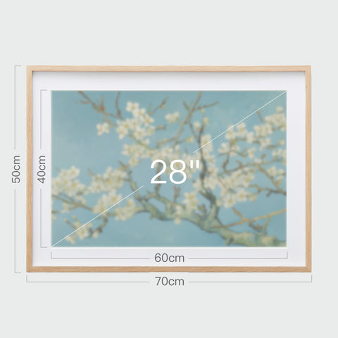 尺寸標示:畫芯60 × 40 cm(28吋),含框70 × 50 cm。