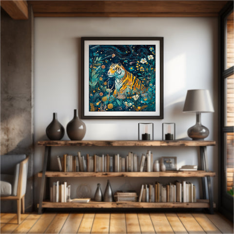 星夜花園虎 60x60cm