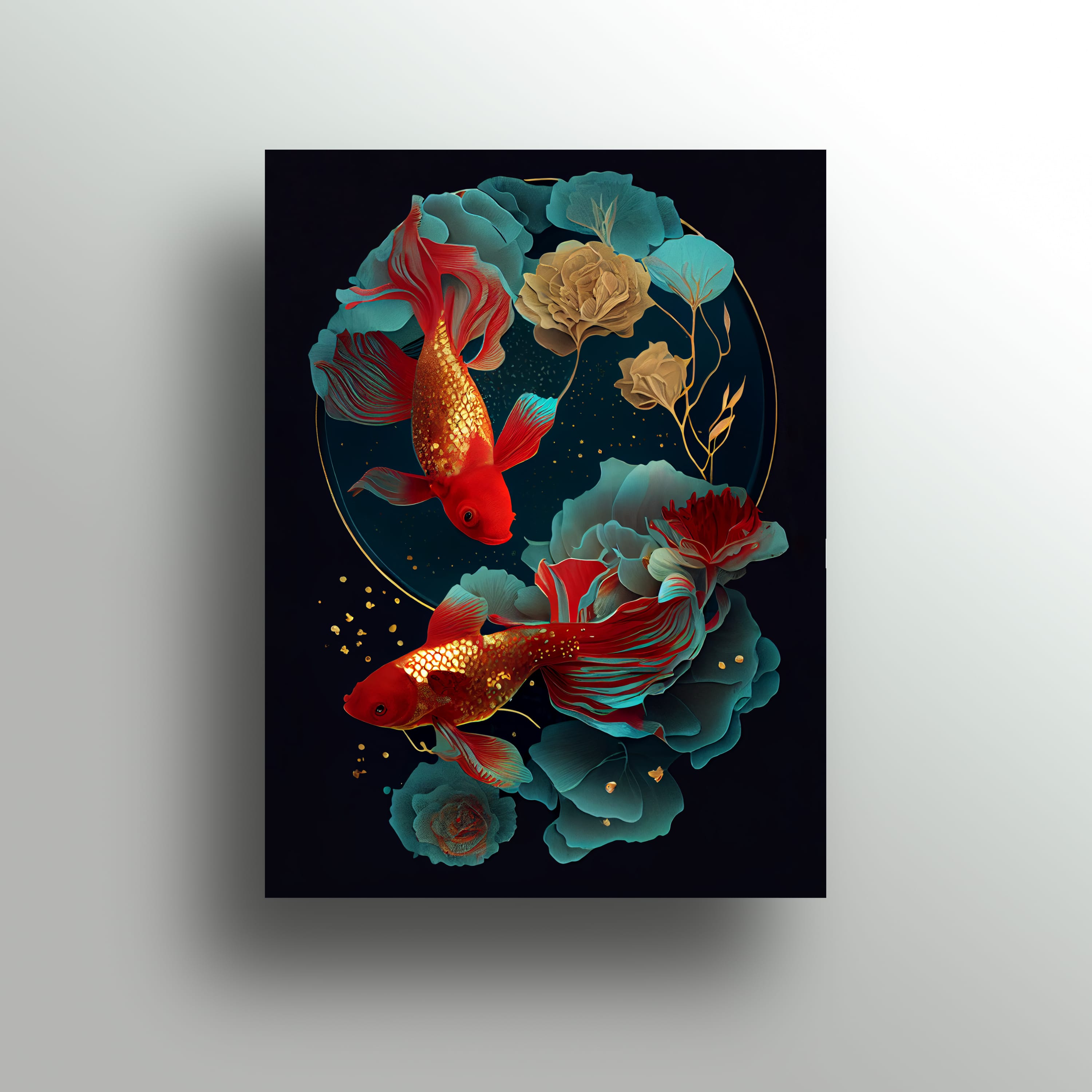 金魚滿棠圖 40x30cm